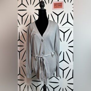 Grace Elements Gray Button-Front Belted Cardigan Size L